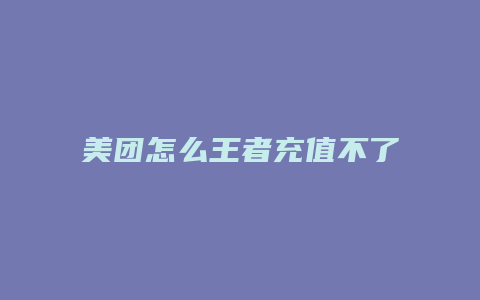 美团怎么王者充值不了