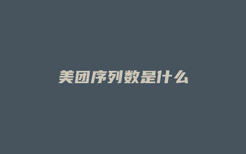 美团序列数是什么