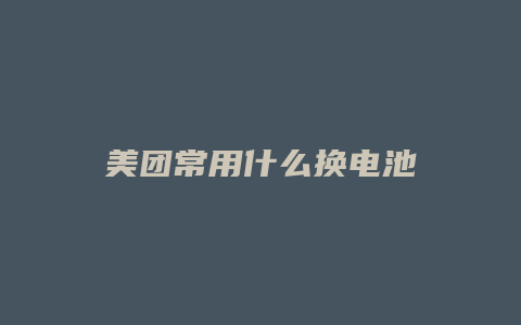 美团常用什么换电池