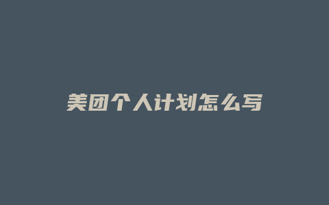 美团个人计划怎么写