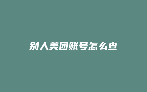 别人美团账号怎么查