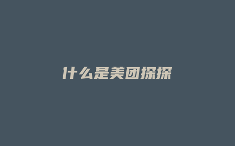 什么是美团探探