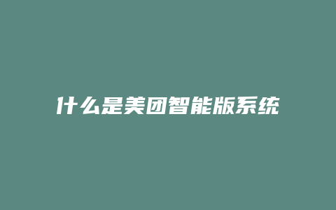 什么是美团智能版系统