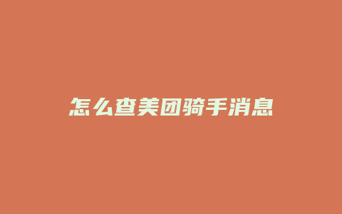 怎么查美团骑手消息