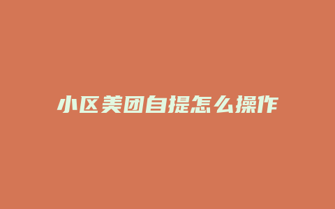 小区美团自提怎么操作