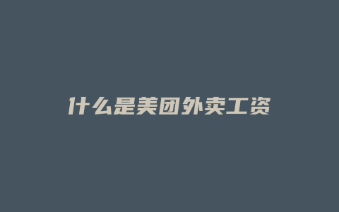 什么是美团外卖工资