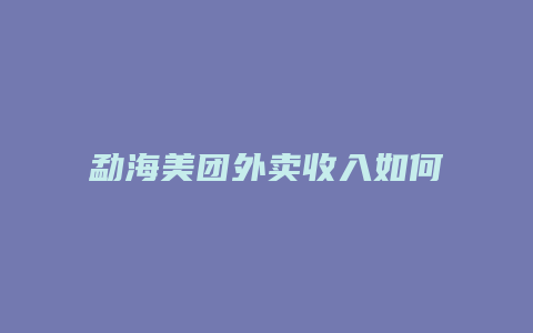 勐海美团外卖收入如何